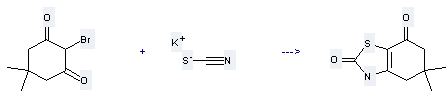 1,3-Cyclohexanedione,2-bromo-5,5-dimethyl- can be used to produce 5,5-dimethyl-5,6-dihydro-3H,4H-benzothiazole-2,7-dione by heating